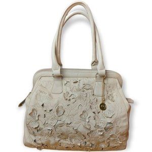 Big Buddha Cream Faux Leather Floral Embroidered Handbag